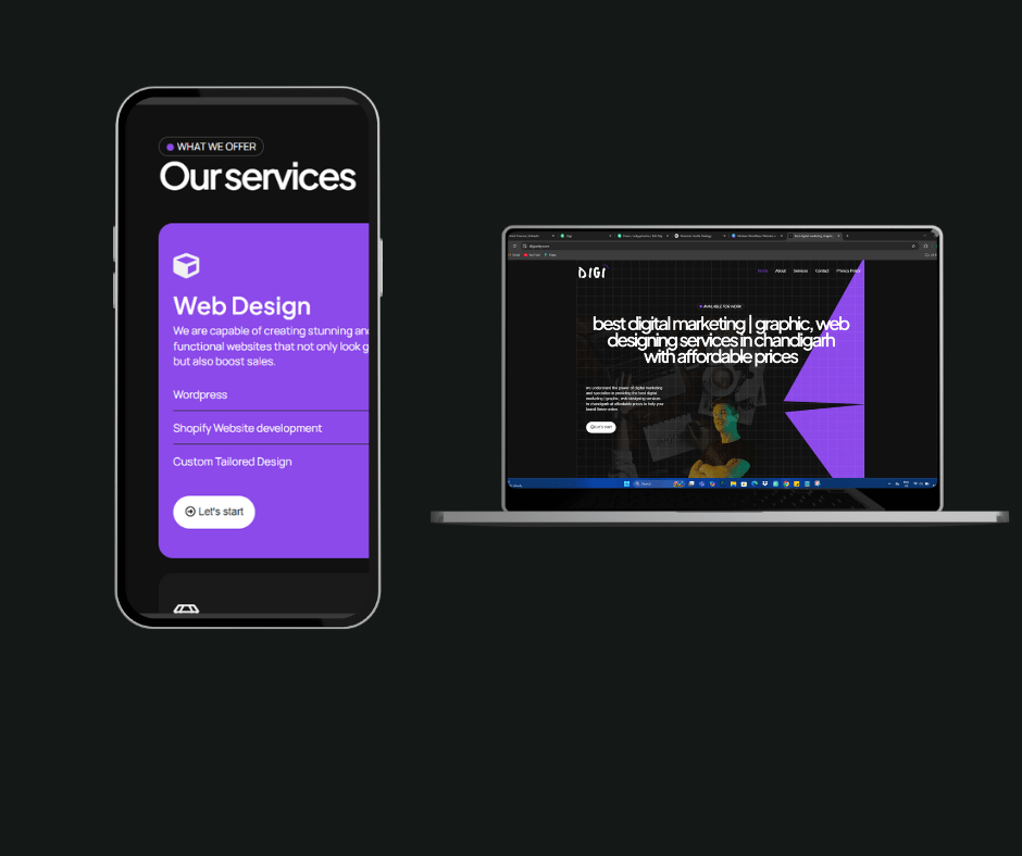 Desktop and mobile mockup of simple wordpress website design -Digianky